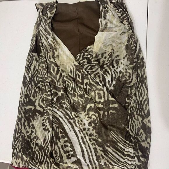 SOLO MODA safari animal print surplice ruched faux wrap sleeveless top medium - Picture 4 of 12